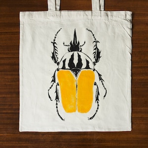 Beetle  // Hand printed Tote Bag 100% cotton