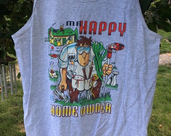 90s Vintage Mr Happy Home Owner Tank Size XL