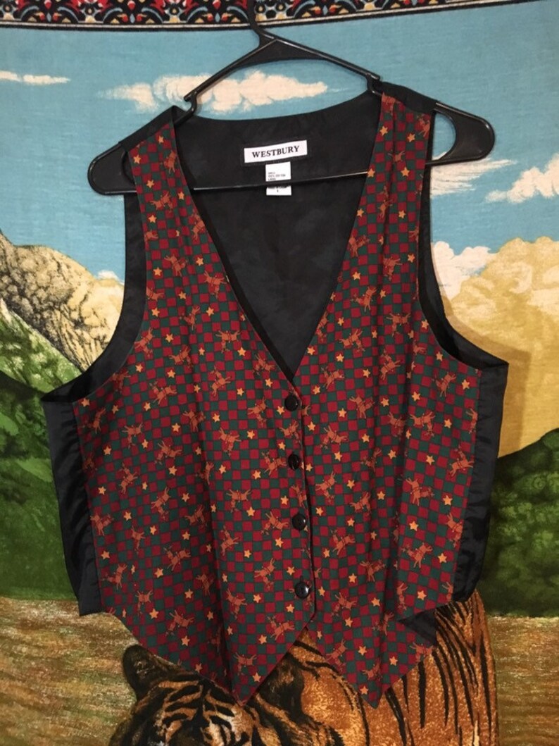 Vintage Rudolph Christmas Vest Size Large
