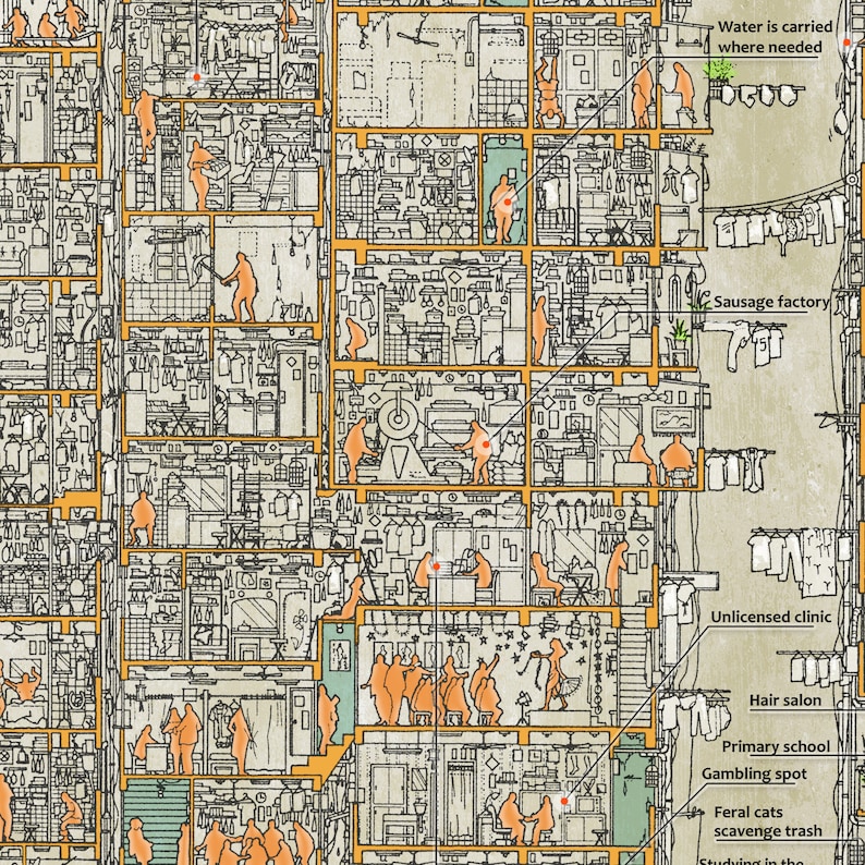 Kowloon Panorama Walled City Cross Section ColorVersion: Classic image 4