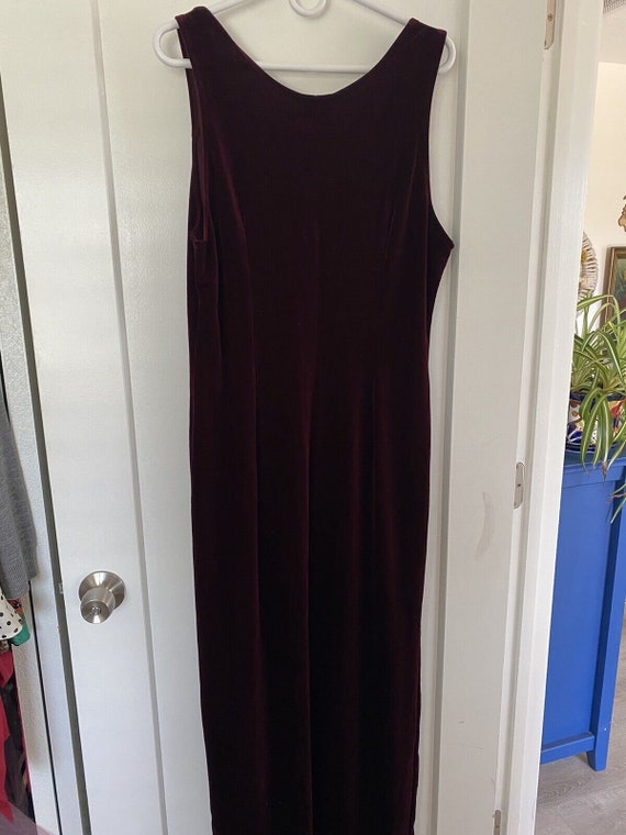 Vintage 90s Stretch Velvet slit front Column Dres… - image 3