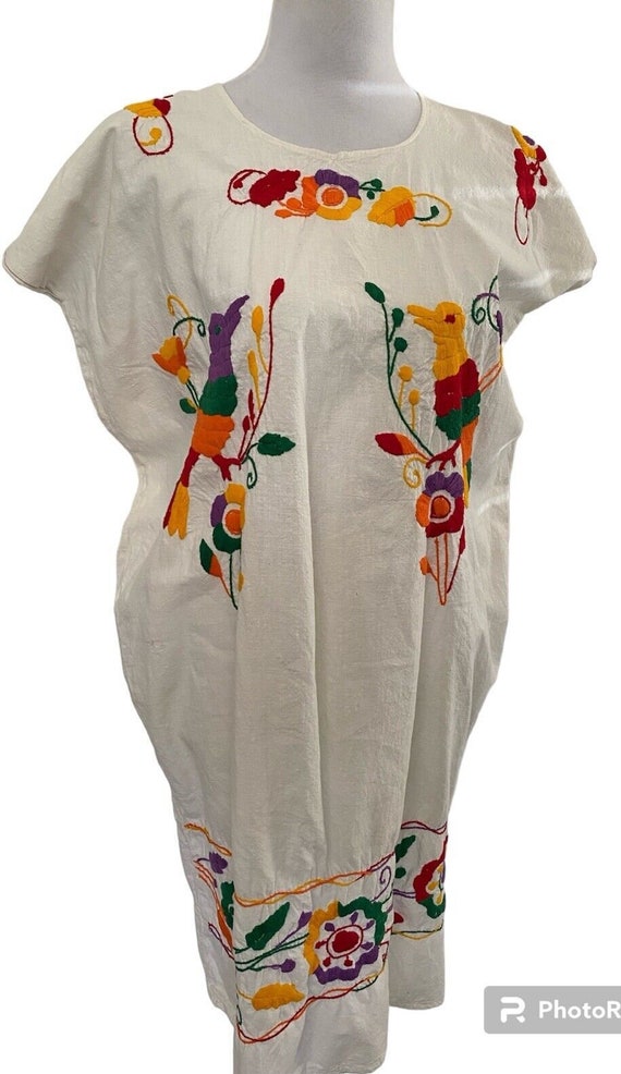 Vintage Mexican Otomi Hand Embroidered Tunic Dress
