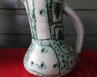 1980 Collectable TOM SANDERS Jug 'Use Art-Politics at Night-It's Cheaper' Australian Pottery