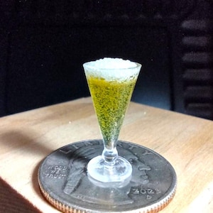 1:12 Miniature Beer In Pilsner Footed Glass For Dollhouse