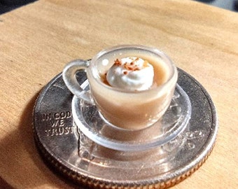 Miniature Vanilla Chai Latte / Dollhouse Food / Miniature Food & Drink / 1:12 Scale / Realistic Miniatures / Coffee For Dolls / Shadow Box