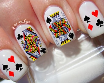 60 Playing Cards Nail Decals - A1245