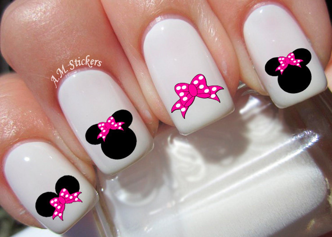 Minnie Mouse Pink Bow Nail Decals Etsy