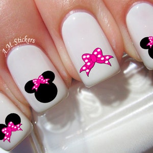 Minnie Mouse Pink Bow Nail Decals - A1224