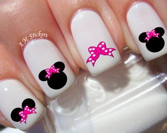 Minnie Mouse Pink Bow Nail Decals - A1224