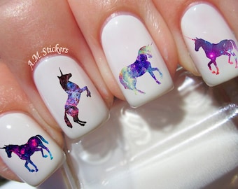 40 Galaxy Unicorn Nail Decals - A1246