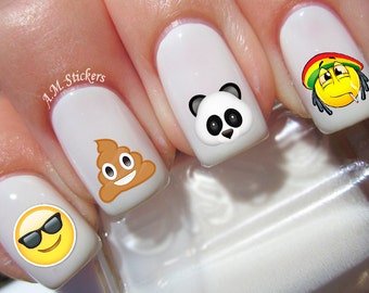 66 Face Emoji Nail Decals A1264 - Etsy 66 Face Emoji Nail Decals A1264 - Etsy