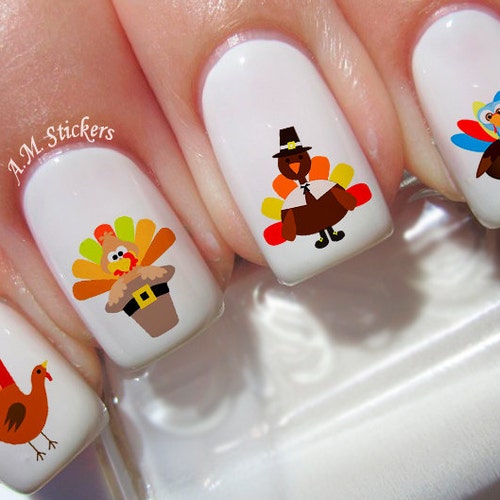 38 Turkey Thanksgiving Nail Decals A1262 - Etsy