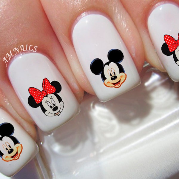46 autocollants d’ongles de souris Mickey et Minnie - A1217