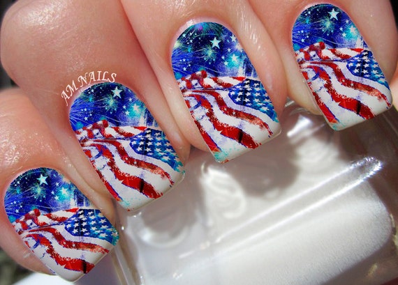 ネイルネイル American Flag Nail Decals - L1092 - Etsy