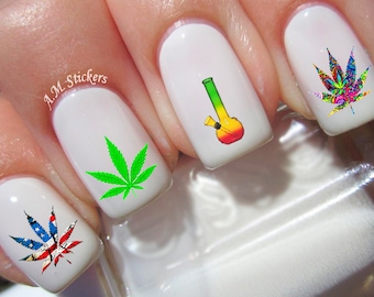 40 Marijuana Nail Decals - A1283