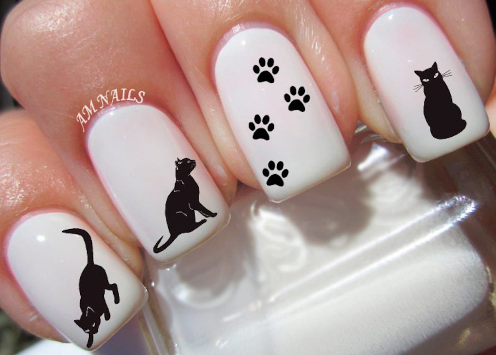 48 Black Cat Nail Decals Etsy