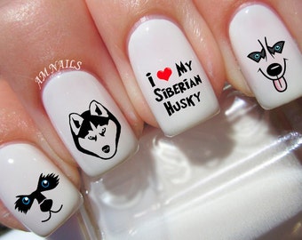 54 Siberian Husky Nail Decals - A1303
