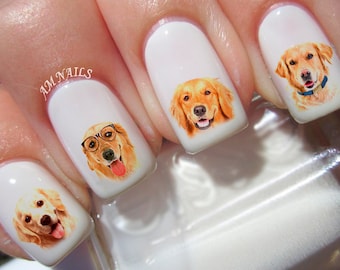 60 Golden Retriever Nail Decals - A1292