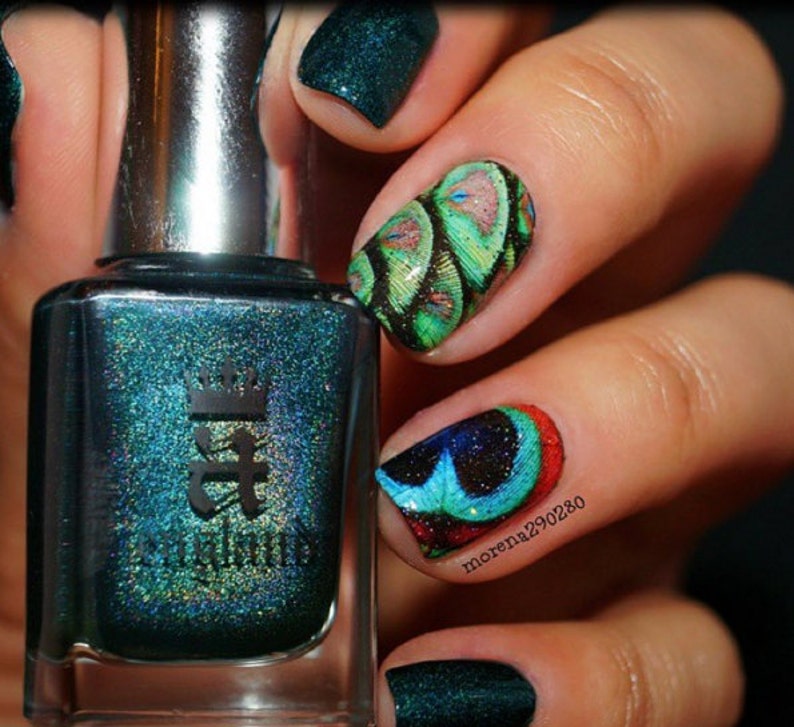 Peacock Feather Nail Decals image 2