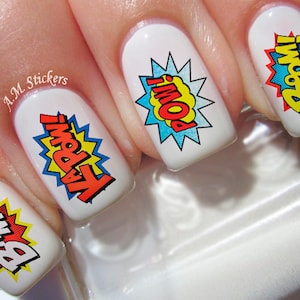 Pow! Bam! Wham! Zap! Boom! Biff! Nail Decals - A1203