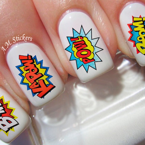 Pow! Bam! Wham! Zap! Boom! Biff! Nail Decals - A1203