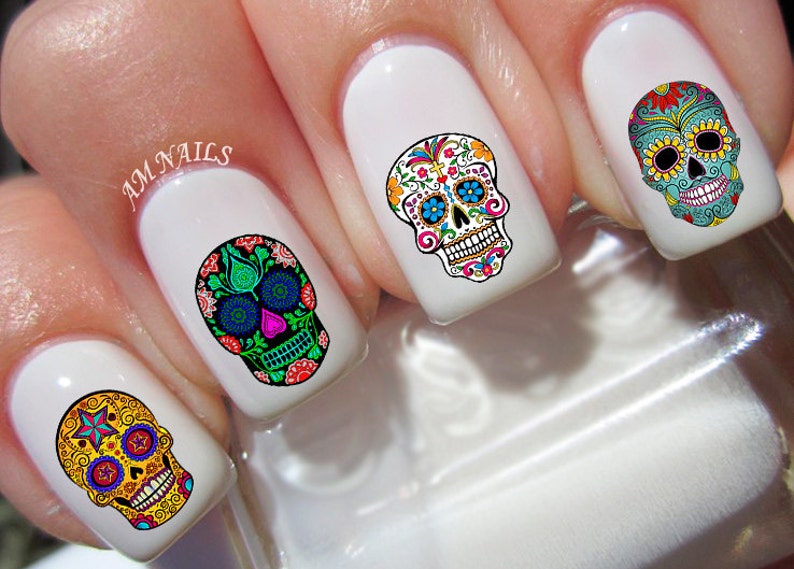60 Sugar Skull Nail Decals image 0