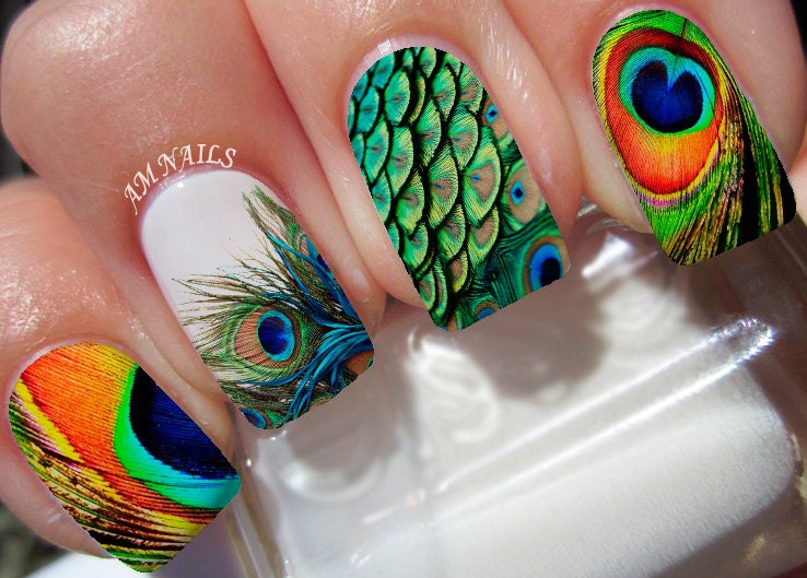 Peacock Feather Nail Art | Skinny Bitch Apparel, Clothing for Urban  Trendsetters.