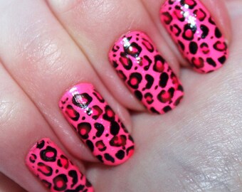 Decalcomanie per unghie con stampa leopardata rosa - A1023