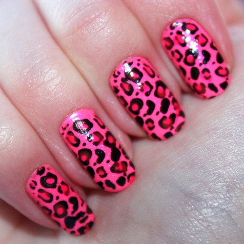 Pink Leopard Print Nail Decals A1023 - Etsy