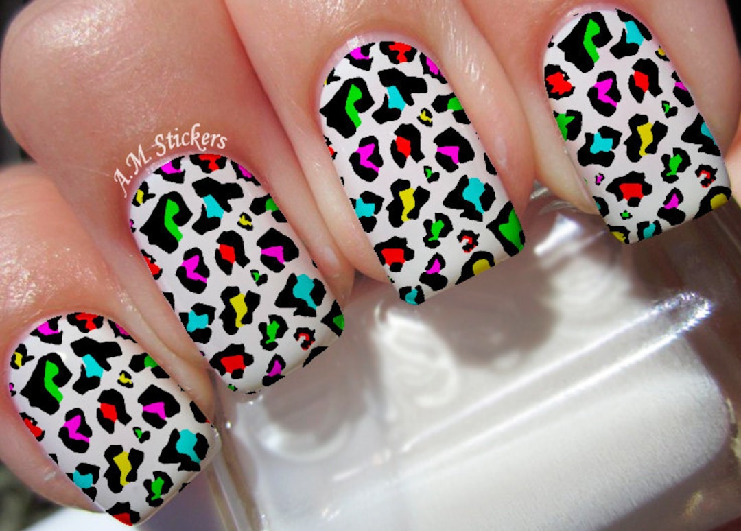 Color Leopard Nail Decals L1201 - Etsy