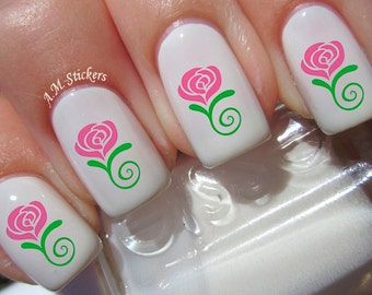 Roze Rose Nail Decals - A1006