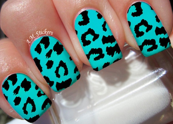 Blue Leopard Print Nail Decals - L1013 - Etsy