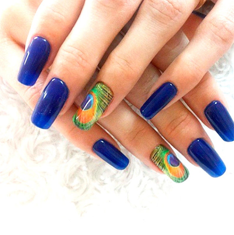 Peacock Feather Nail Decals image 3