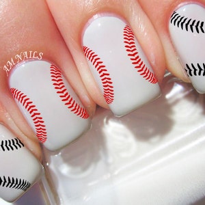 Baseball Stitches Nail Decals - A1116