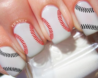 Baseball Stitches Nail Decals - A1116