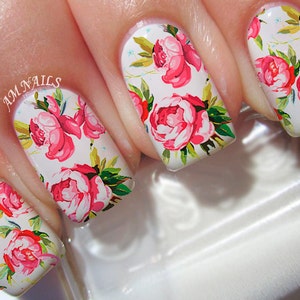 Peony Flower Nail Decals - L1082