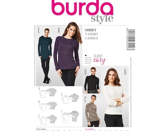 Burda Style Sewing Pattern - Shirt, Raglan Sleeves, Turtleneck - No.6990