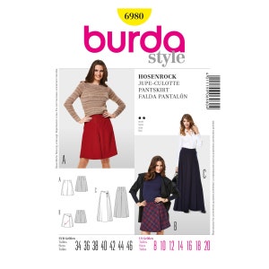 Burda Style Sewing Pattern - Culottes - Skirt - Maxi Skirt - No. 6980