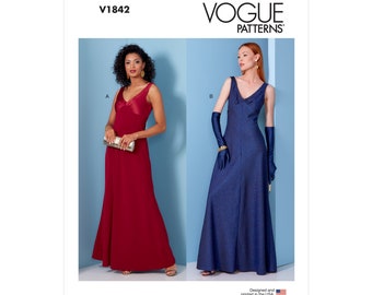 Vogue Schnittmuster V1842 - langes Abendkleid - ärmellos mit Trägeroberteil