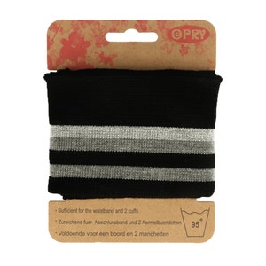 Opry - Cuff - Bündchen - 6,5cm x 110cm - elastisch - Plisterkarte - gestreift,  10 - 18