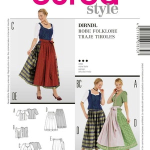 Burda Style Sewing Pattern - Dirndl - Skirt - Traditional Blouse - Vest - No. 7870