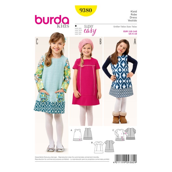 Burda Kids Schnittmuster - Kleid - Kleidchen mit Saumblenden - Nr.9380