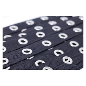 Eyelet tape - woven cotton tape - black - 20 mm - eyelets silver