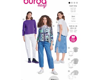 Burda Easy Schnittmuster Nr. 5831 - Shirt - kurze oder lange Ärmel - 3 Varianten