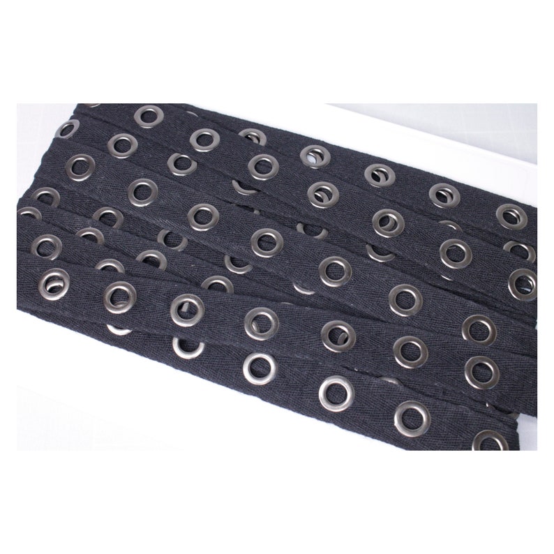 Eyelet Tape - Woven Cotton Ribbon - Black - 25 Mm - Eyelets Antique ...