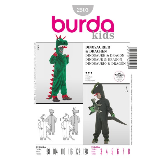Patrón Burda Kids Disfraz Dinosaurios Dragones - Etsy España Patrón Burda Kids Disfraz Dinosaurios Dragones - Etsy España