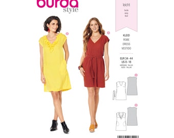 Burda Schnittmuster - Kleid - ärmellos - V-Ausschnitt mit Volant - Nr.6221