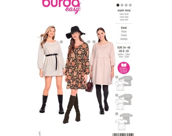 Burda Style Schnittmuster Nr. 6055 - Kleid mit eingerüschter Rockbahn