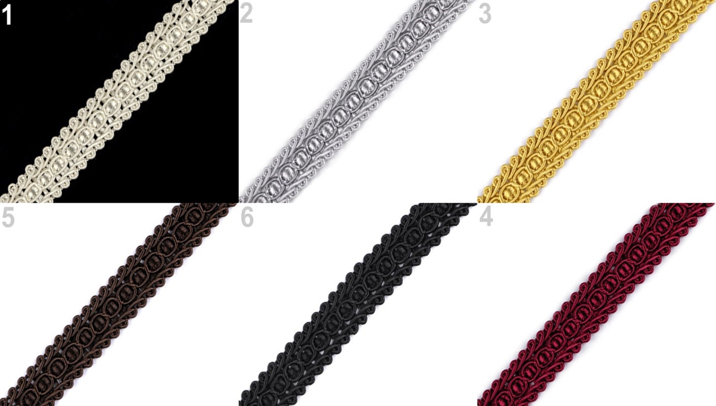 Passamano Decorativo – Borten Posamenten – Larghezza 12mm – 2 Metri – Varie Colori – Stile Medievale
