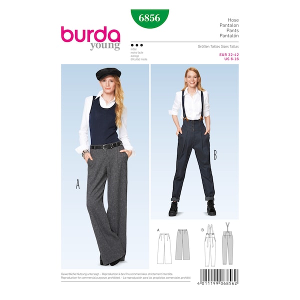 Burda Young Schnittmuster,  Marlenehose, 6856